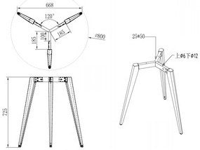 Stolová podnož VIBE, 668 x 725 mm, biela