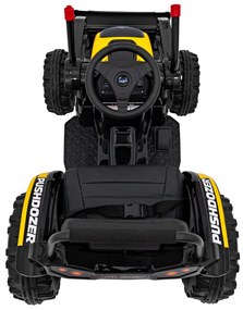 Batériový bager-traktor pre deti žltý + pohyblivé rameno lyžice + diaľkové ovládanie + pomalý štart + FM rádio + LED