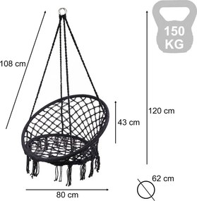 KIK Hojdačka bocianie hniezdo LUARO, čierna, 80 cm, nosnosť 150 kg