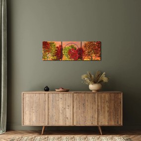 Obraz - Farebné stromy (s hodinami) (90x30 cm)