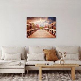Sklenený obraz - drevený most (70x50 cm)