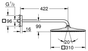 GROHE 26564AL0 - Sada hlavovej sprchy RAINSHOWER MONO 310 CUBE 310 × 310 mm grafit
