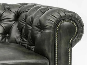 furniture-nabytek.cz - Masivní křeslo Chesterfield z pravé kůže, zelené – 100×90×72 cm