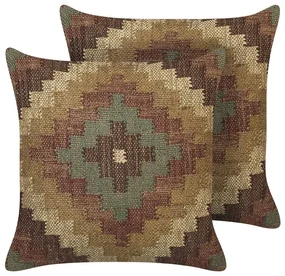 Sada 2 jutových dekoratívnych vankúšov 45 x 45 cm viacfarebná MAGURI Beliani