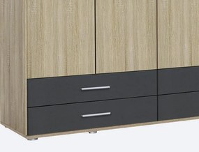 Šatníková skriňa Rasant Extra, 168 cm, dub sonoma/šedá
