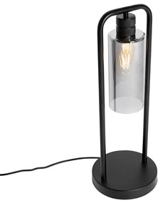 Moderná stolná lampa čierna s dymovým sklom - Stavelot
