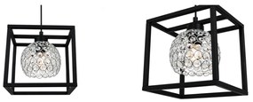 Závesné svietidlo Crystal Cage, 1x strieborné krištáľové tienidlo v kovovom ráme
