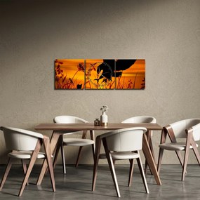 Obraz siluety dravca (s hodinami) (90x30 cm)