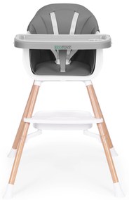 Detská stolička na kŕmenie 2v1 sivá ECOTOYS