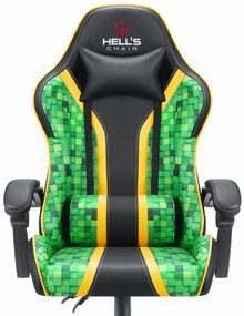 Hells Herná stolička Hell's Chair 1005 Cube zelená a čierna
