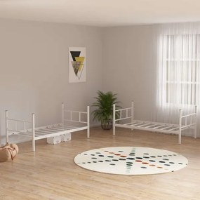Kovová poschodová posteľ MAVEN 90x200 cm biela nosnosť 2x100 kg