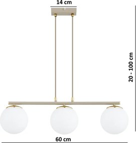 Brilagi - Závesný luster na lanku MILO ECRU 3xE27/60W/230V béžová/zlatá