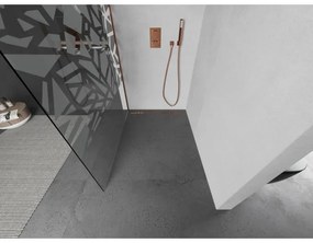 Mexen Kioto L, sprchová zástena Walk-In 100 x 200 cm, 8mm číre sklo biely vzor, ružové zlato profil, 800-100-103-60-85