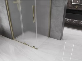 Mexen Velar, sprchový kút s posuvnými dverami 130 x 100 cm, 8mm sklo námraza, zlatá lesklá, 871-130-100-31-50