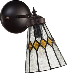 Nástenná Tiffany lampa žlté detaily YelloRhom - 17*12*23 cm E14/max 1*40W