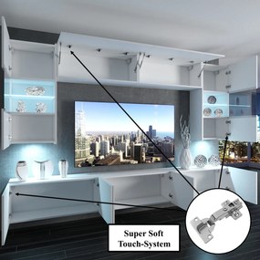 Obývacia stena Belini Premium Full Version šedý antracit Glamour Wood+ LED osvetlenie Nexum 49
