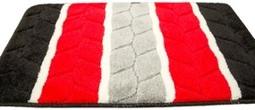 Sada kúpeľňových koberčekov FANO červená / sivá, pruhy
