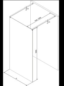 Mexen Kioto, sprchová zástena Walk-In 120 x 200 cm, 8mm sklo čierny vzor, medený matný profil, 800-120-002-65-70