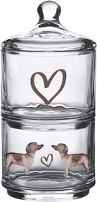 Sklenená dvojitá dóza s jazvečíkom Dachshund Love - Ø 10*21cm