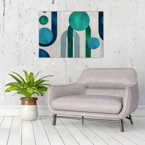 Sklenený obraz - Čiary a kruhové tvary (70x50 cm)
