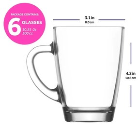 Sklenené hrnčeky v súprave 6 ks 300 ml – Hermia