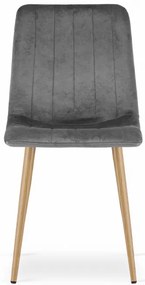 Set troch jedálenských stoličiek LAVA zamatové sivé / drevené nohy (3 ks)