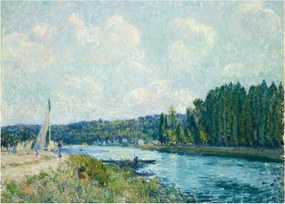 Sklenený obraz - Alfred Sisley, The Banks of the Oise, reprodukcia (70x50 cm)