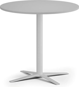 Konferenčný stolík AURA, priemer 60 cm, biela podnož, sivá