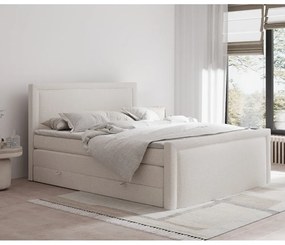 Béžová boxspring posteľ s úložným priestorom 140x200 cm Lavenda – Maison de Rêve