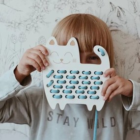 Montessori drevená prepletacia hračka - mačka