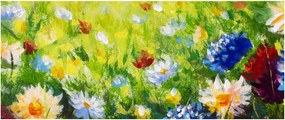 Obraz rozkvitnutej lúky, olejomaľba (120x50 cm)