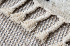 Koberec BERBER CROSS, biely, strapce, Maroko Shaggy