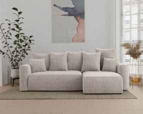 Rohová sedačka Denia (P) (mliečna). Akcia -20%. Vlastná spoľahlivá doprava až k Vám domov. 1133128