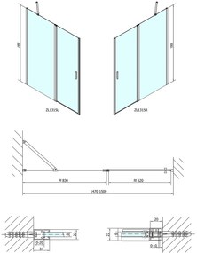 Polysan Polysan, ZOOM LINE sprchové dvere 1500mm, číre sklo, ZL1315