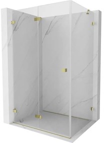 Mexen Lunar-F, 1-krídlový sprchový kút so skladacími dverami, ľavý, 85 x 70 cm, 8mm číre sklo, zlatý lesklý profil, 836-085-070-50-00-L