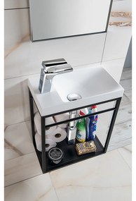 Čierny kovový závesný podstavec bez umývadla 39,5x45 cm Crest – Sapho