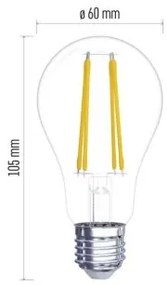 EMOS LED žiarovka Filament E27, A60, 5,9 W, teplá biela, 2ks