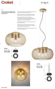Redo 01-3139 - Stropné svietidlo CROKET 3xE27/42W/230V pr. 40 cm zlatá