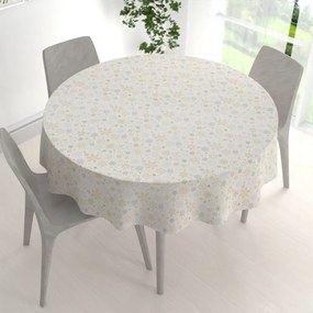 Biante Saténový okrúhly obrus LUP-505 Zlato-strieborné vločky na bielom Ø 100 cm