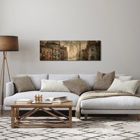 Obraz - Maľba mesta (s hodinami) (90x30 cm)