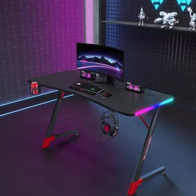 Čierny herný stôl, PC stôl s LED osvetlením RGB Šírka: 120 cm