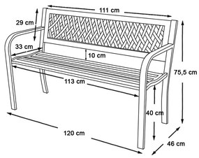 Záhradná lavička, s mriežkovaným operadlom