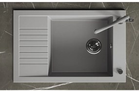 Laveo Pionier, 1-komorový granitový drez 780x500x207 s krátkym odkvapávačom, šedá, LAV-SBR_513T