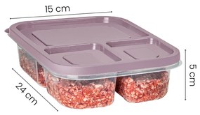 Sada 4 ks potravinových boxů LUY I. růžová