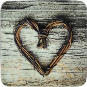6ks pevné korkové podtácky srdce z vetvičiek Heart Twig - 10 * 10 * 0,4 cm
