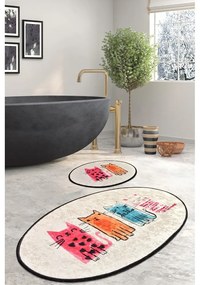 Svetlohnedé kúpeľňové predložky v súprave 2 ks 60x100 cm Baby Cats – Foutastic