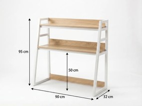 Polica na stôl VERTEX 90x95 cm, biela / dekor dub