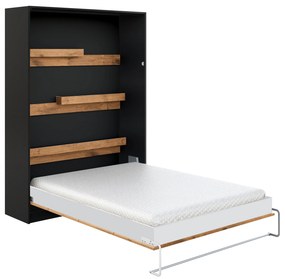 Vertikálna sklápacia posteľ Modern 160x200 cm - čierny loft / dub lancelot