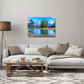 Sklenený obraz - Horská krajina s riekou (70x50 cm)