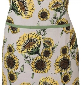Béžová bavlnená zástera so slnečnicami Sunny Sunflowers - 70*85 cm